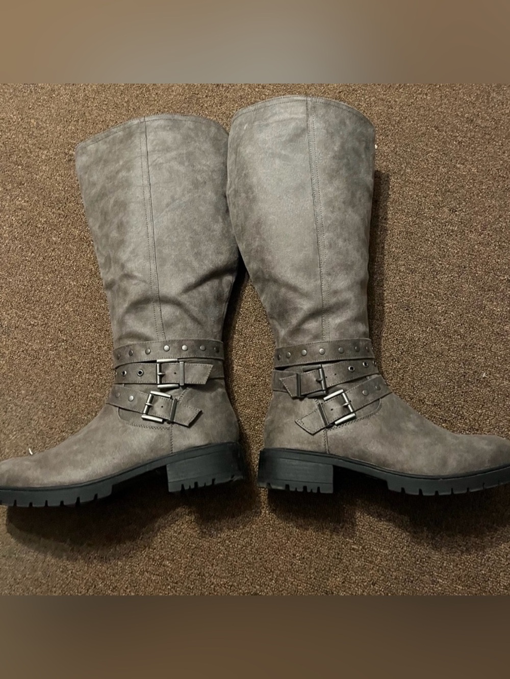 torrid Gray Tall Buckle Strap Riding Boots